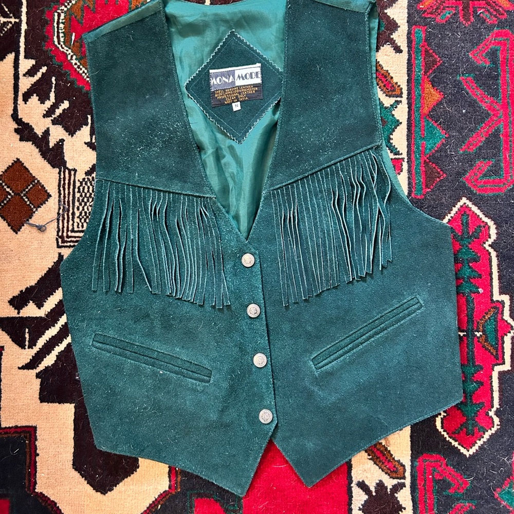 Vintage Mona Mode Leather Fringed Vest